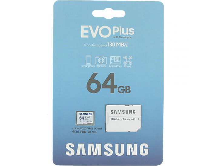 SAMSUNG MICRO SD 64GB MEMORY CARD EVO PLUS